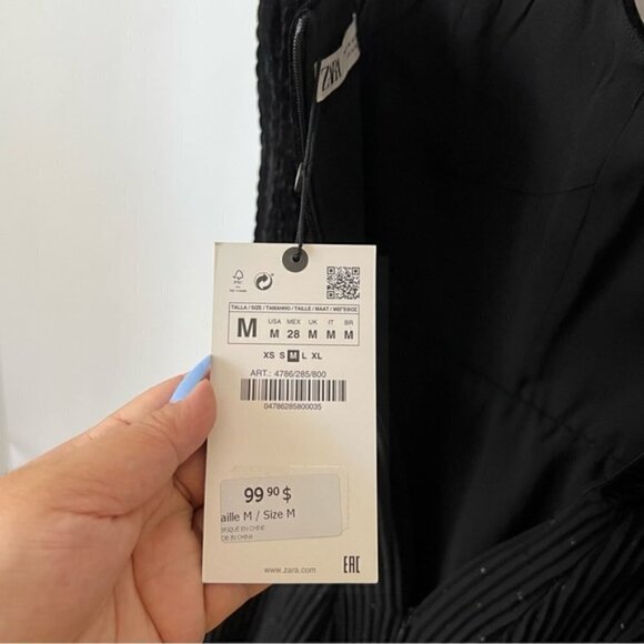 Zara, Ladies Velvet Dotted Mesh Dress - Black. Size: M. NWT. - Picture 6 of 16